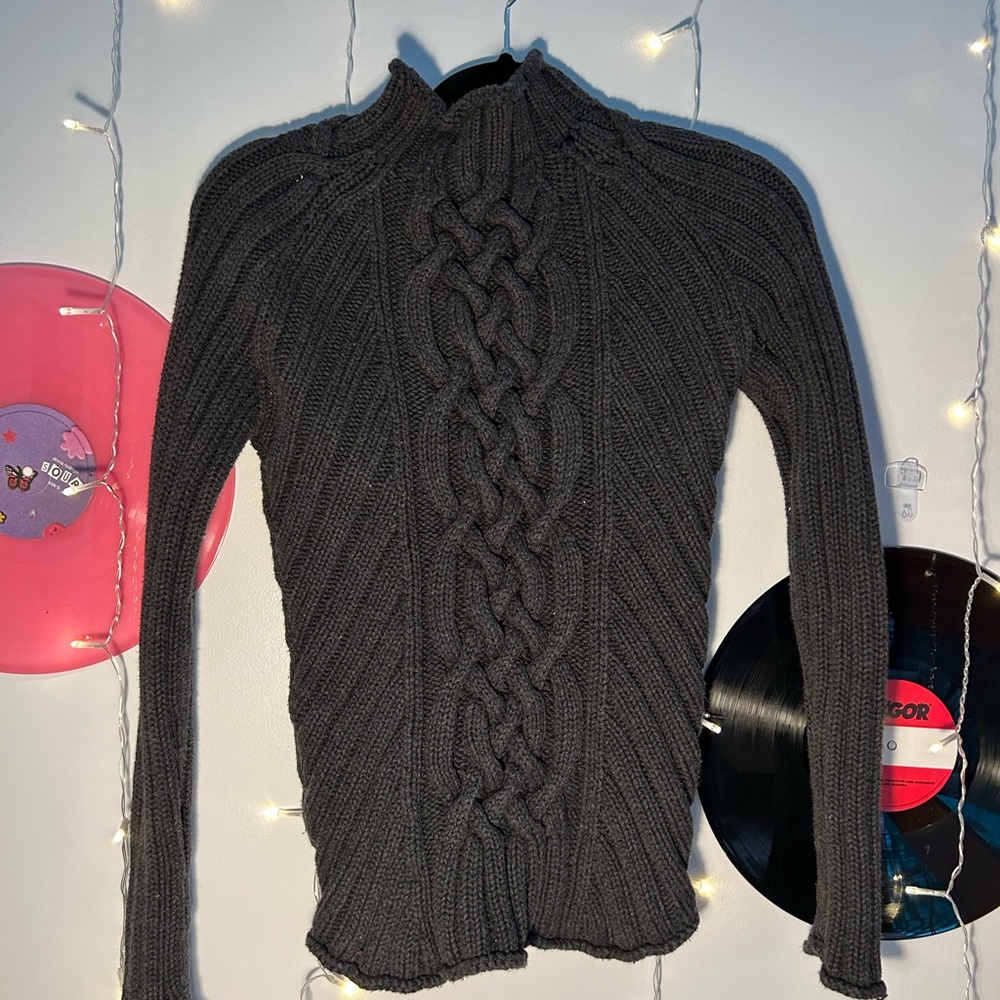 💗gap grey thick cable-knit sweater